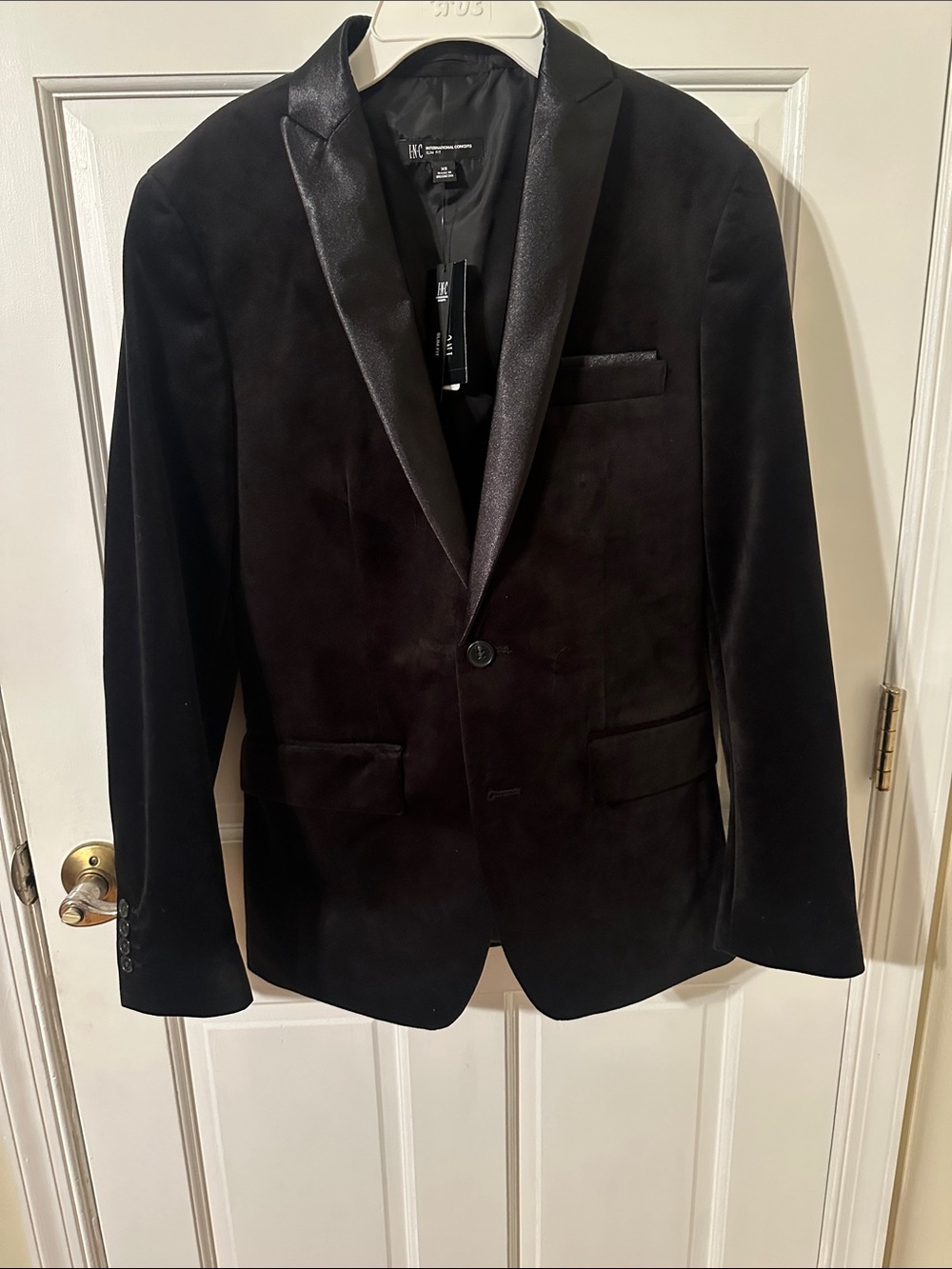 INC Black Velvet Blazer with Satin Lapel
